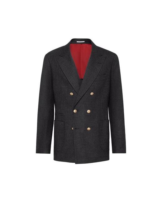 Brunello Cucinelli Black Prince Of Wales Deconstructed Blazer for men