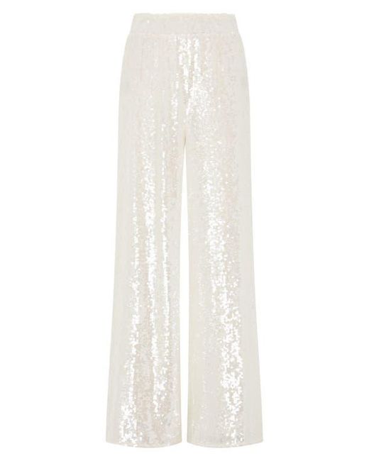 MILLY White Reed Sequin Pants