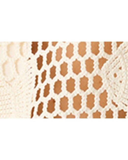 Steve Madden Natural Sandra Fish Sheer Lace Camp Shirt