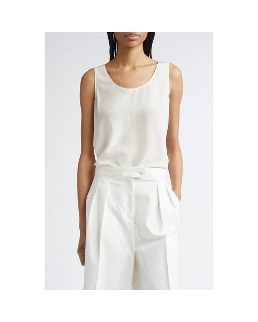 Partow White Eliana Silk Crêpe De Chine Tank