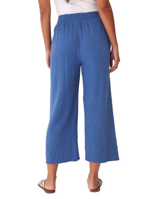 Threads For Thought Blue Ivanna Organic Cotton Gauze Wide Leg Pants