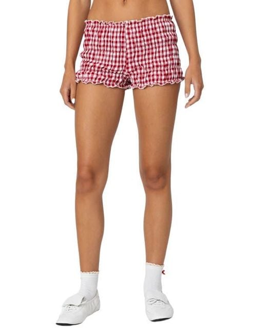 Edikted Gingham Shirred Microshorts
