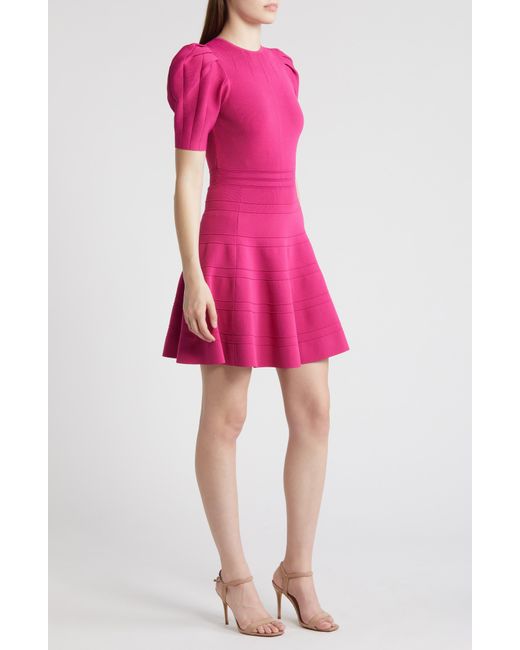 Ted Baker Pink Velvey Puff Sleeve Dress