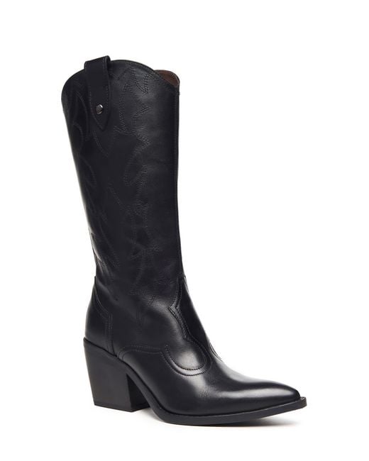Nero Giardini Black Texan Pointed Toe Western Boot