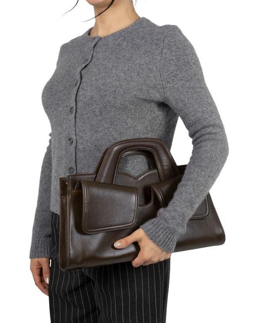 Jeffrey Campbell Brown Lorelai Double Strap Leather Satchel