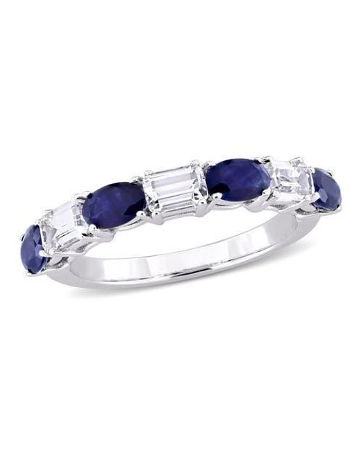 Julianna B Blue Sapphire & Sapphire Semi-Eternity Ring 14K