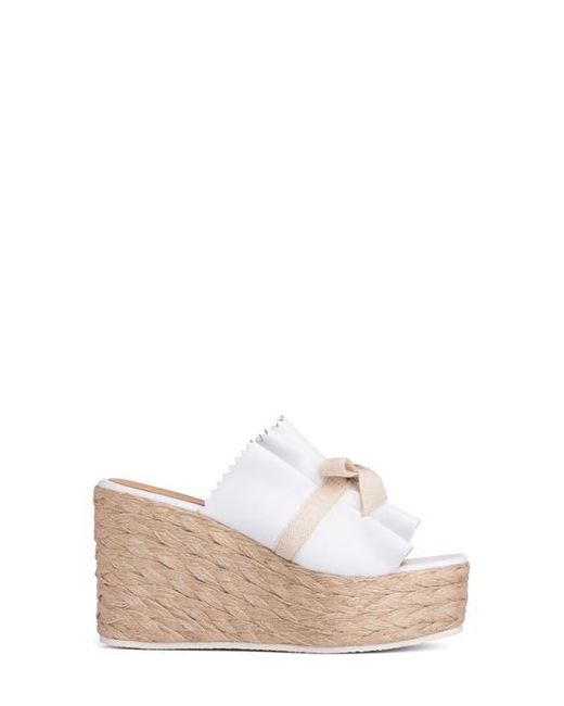 Beautiisoles White Noelle Espadrille Platform Wedge Slide Sandal