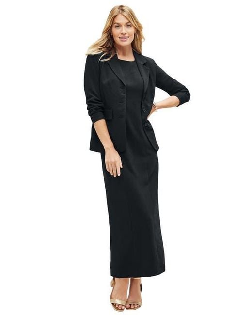 Jessica London Black 2-Piece Stretch Crepe Single-Breasted Maxi Jacket Dress