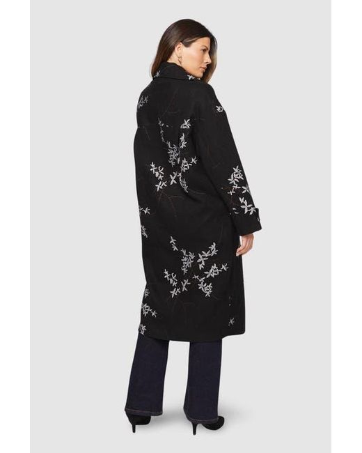 Wallis Black Floral Three Button Collared Coat