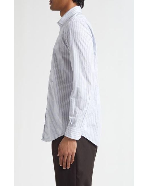 Massimo Alba White Genova Classic Stripe Cotton Button-Up Shirt for men