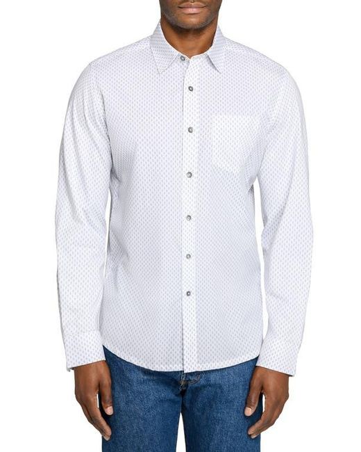 W.r.k. White Reworked Slim Fit Diamond Print Cotton Button-Up Shirt for men