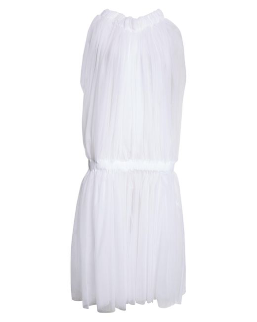 Noir Kei Ninomiya White Gathered Drop Waist Sleeveless Tulle Dress
