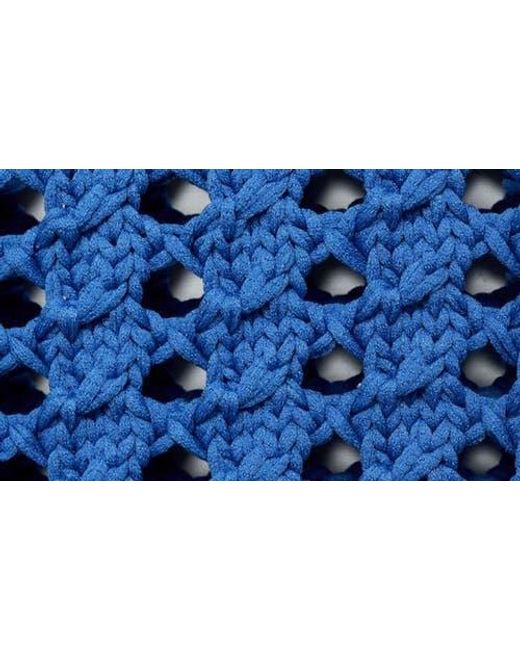 Mango Blue Short Sleeve Open Knit Sweater