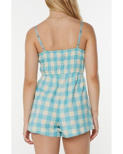 Roxy Blue The Breakers Check Romper