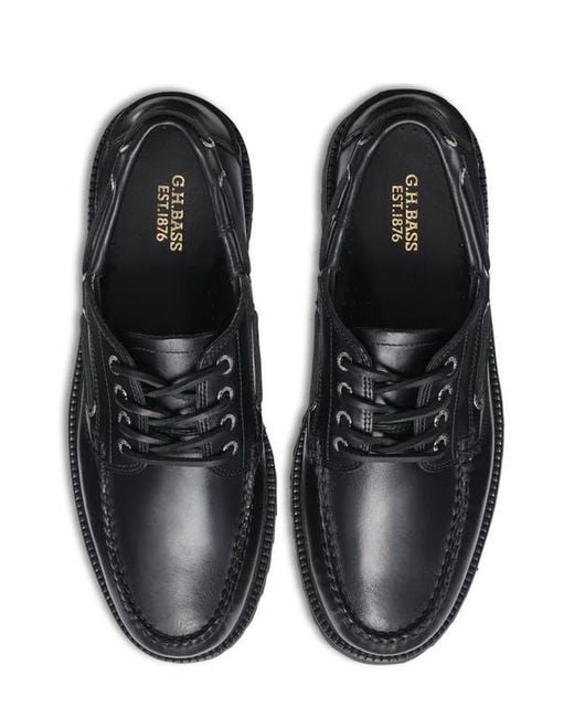 G.H.BASS Black Ranger Camp Moc Toe Loafer for men