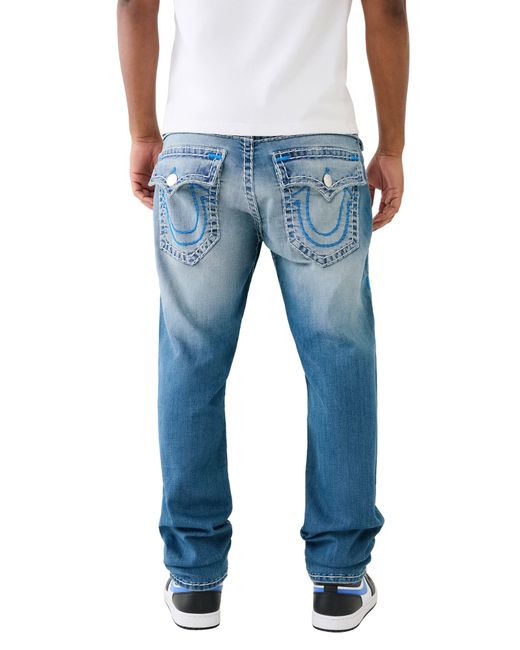 True Religion Blue Rocco Flap Super T Skinny Leg Jeans for men
