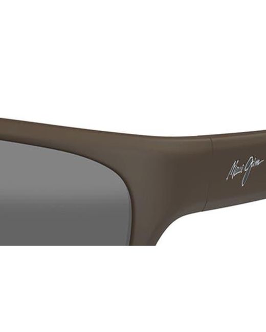 Maui Jim Gray 'Ano Nui 63Mm Oversize Polarizedplus2 Rectangular Wrap Sunglasses for men