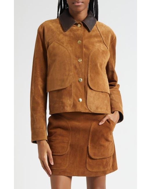Veronica Beard Brown Walters Crop Suede Barn Jacket
