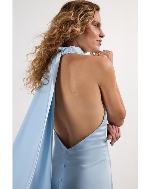 Karen Millen Blue Woven Satin Maxi Dress