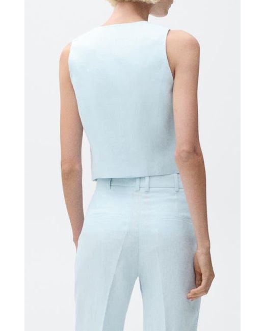 Mango Blue Linen Vest