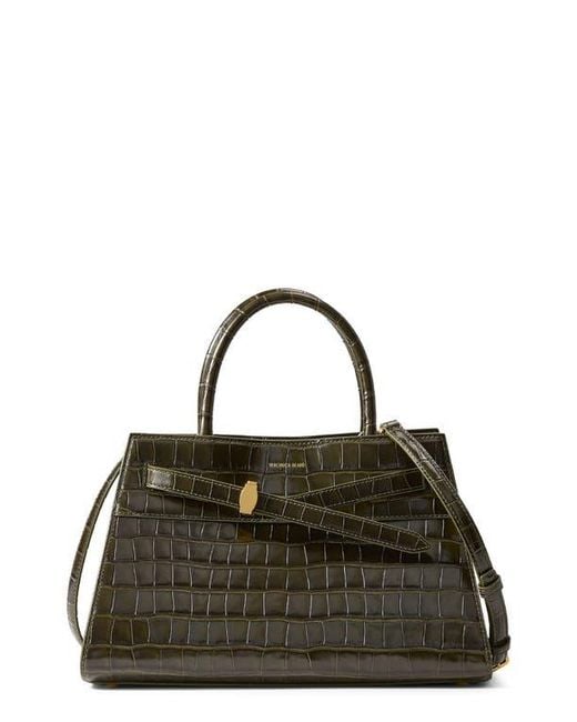 Veronica Beard Black Croc Embossed Dash Bag