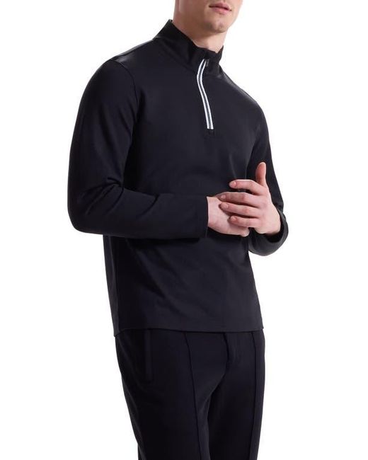 Bugatchi Blue Solid Quarter Zip Pullover for men