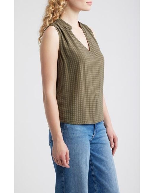 Cloth & Stone Blue Pintucked Sleeveless Top