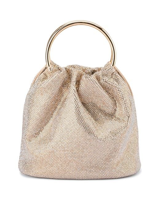 Olga Berg Natural Mabel Crystal Top Handle Clutch