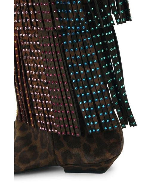 Kurt Geiger Black Crystal Embellished Fringe Western Boot
