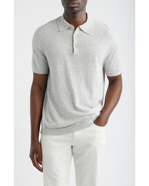 Scott Barber Blue Solid Bouclé Polo for men