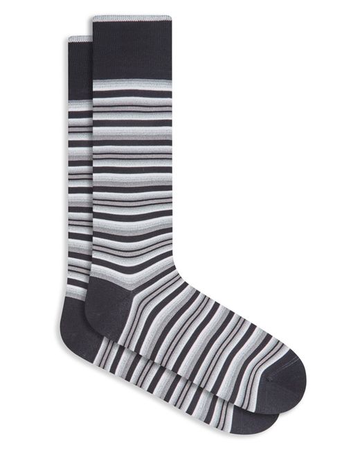 Bugatchi Black Stripe Dress Socks for men