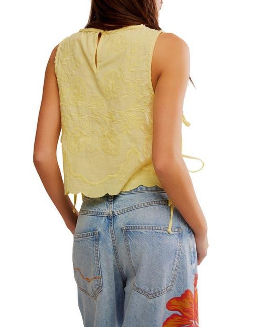 Free People Blue Faded Gardens Embroidered Cotton Tank