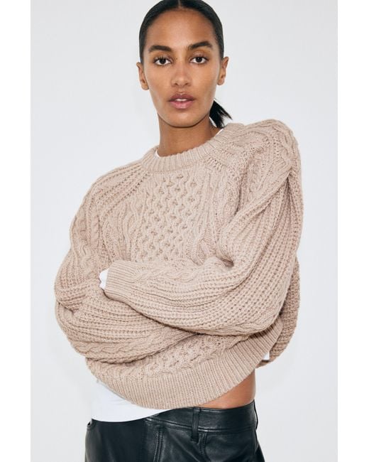 H&M Brown Cable-Knit Jumper