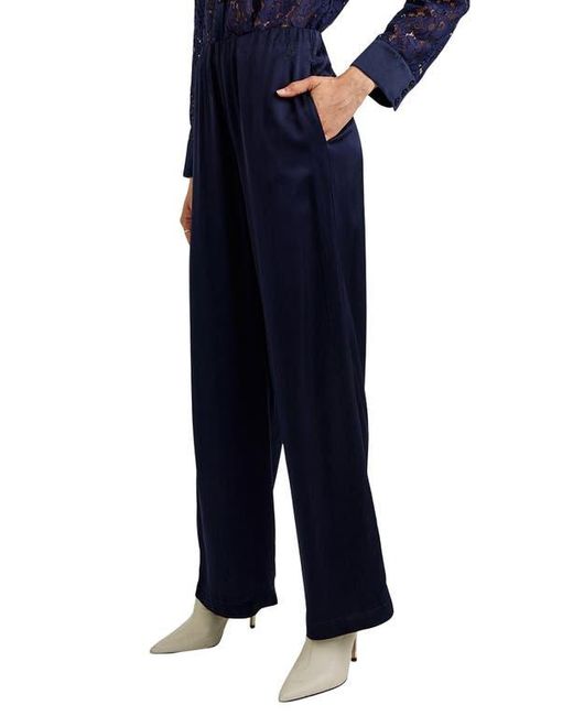 Bella Dahl Blue Sleek Wide Leg Pull-On Pants