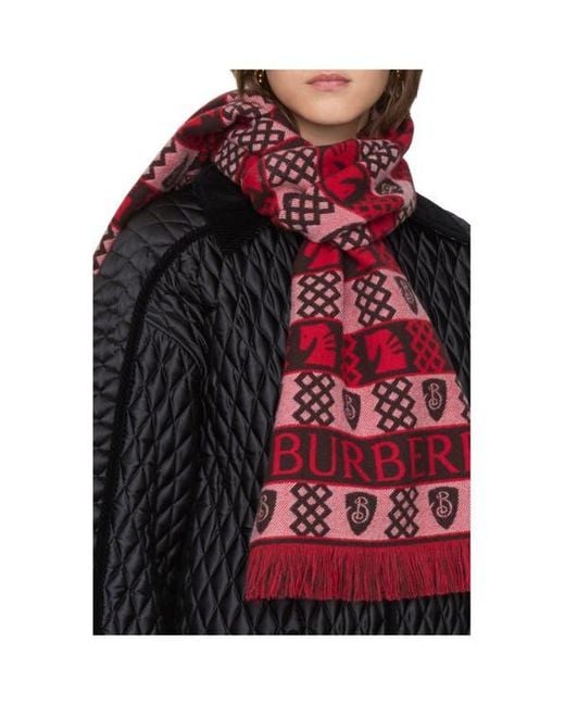 Burberry Red Chess Fair Isle Wool Scarf