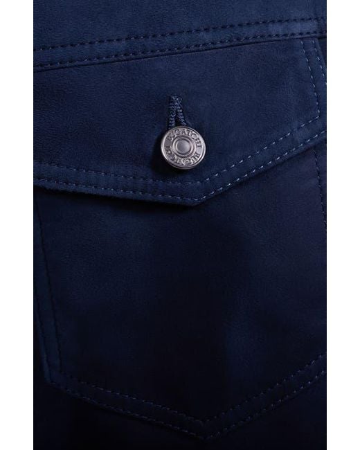 Bugatchi Blue Hybrid Leather Trucker Jacket for men