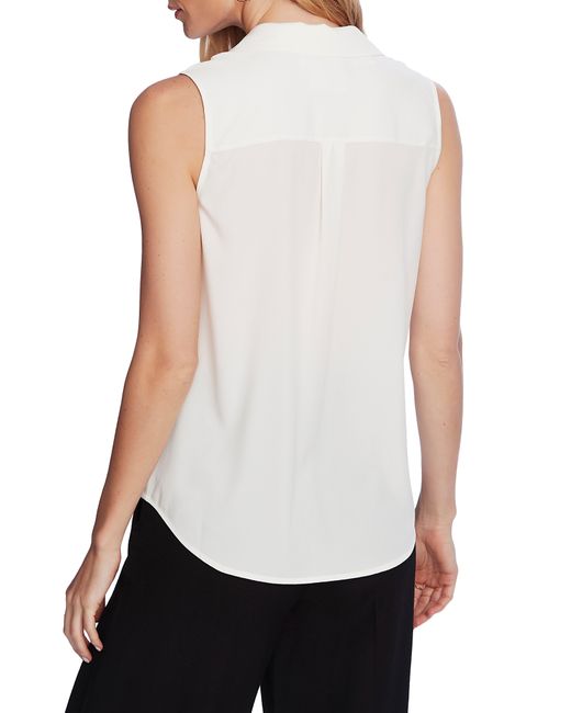 Court & Rowe White Collared Button Front Sleeveless Shirt