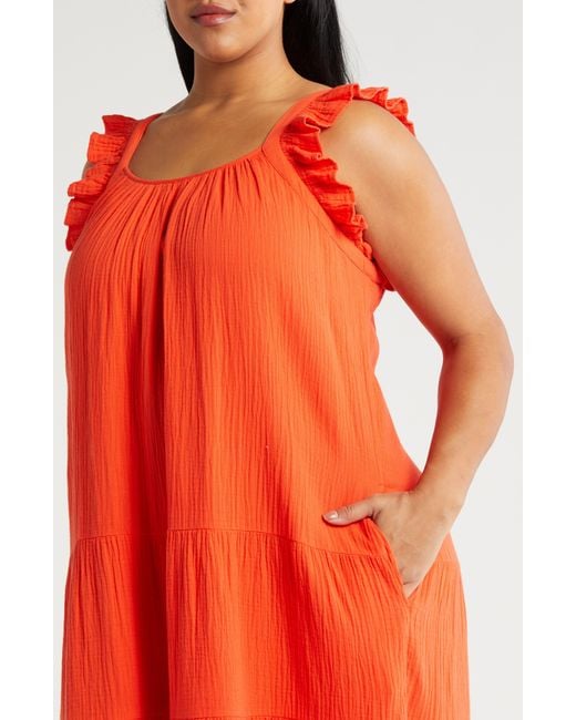 Caslon Orange Caslon(r) Ruffle Strap Maxi Dress
