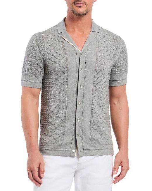 Robert Graham Gray Delmar Pointelle Cotton Button-Up Sweater for men
