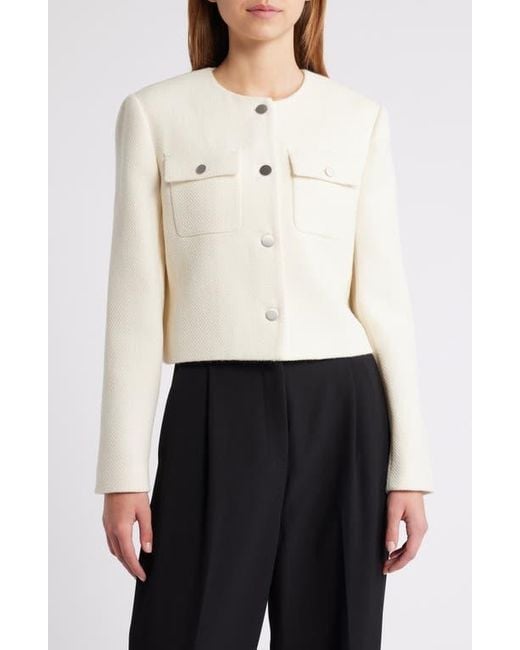Theory White Collarless Jacket