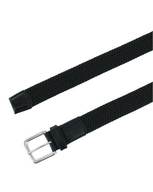 Trafalgar Black Riverside Solid Stretch Weave Belt for men