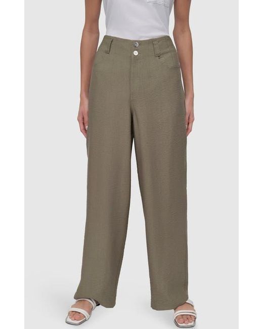 DKNY Natural Crinkle High Waist Wide Leg Pants