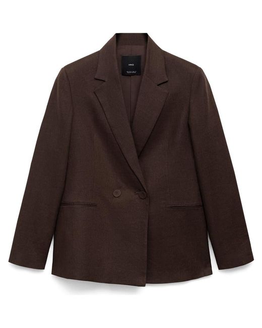 Mango Brown Tempoli Linen Blazer