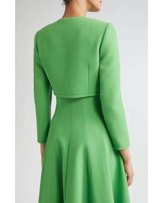 Emilia Wickstead Green Lizette Crop Wool Jacket