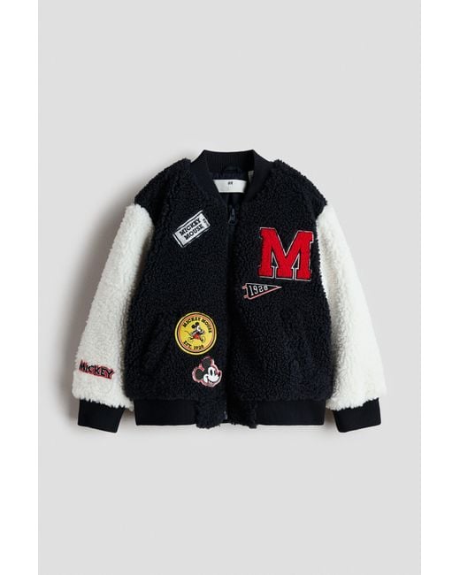 H&M Black Teddy Baseball Jacket for men