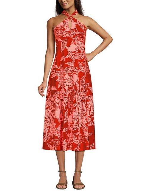 lands end halter dress Women's Lands' End Linen Sleeveless Halter Midi Dress