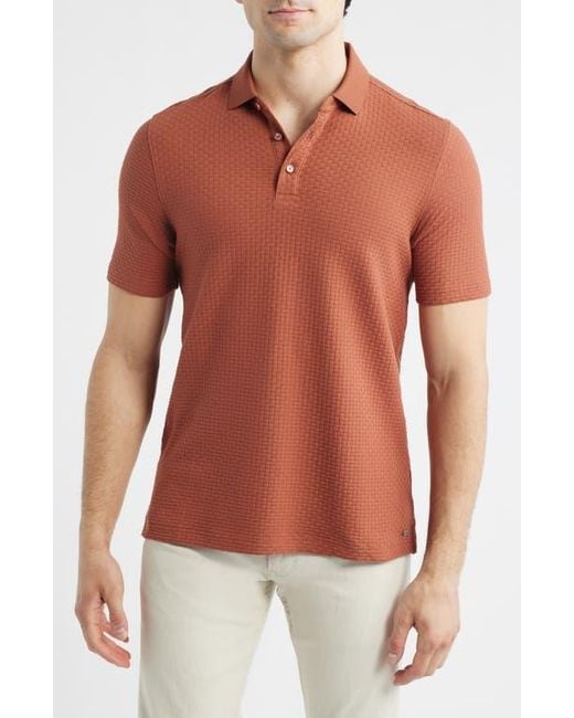 Johnston & Murphy Orange Tilson Textured Performance Polo for men