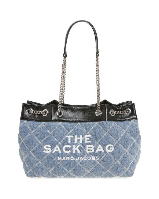 Marc Jacobs Blue The Quilted Denim Chain Sack Bag