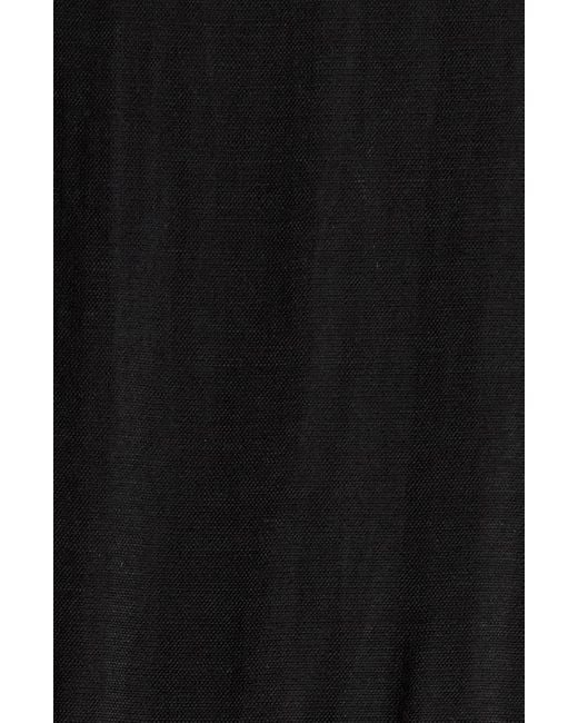 MELLODAY Black Puff Sleeve Smocked Tiered Midi Dress