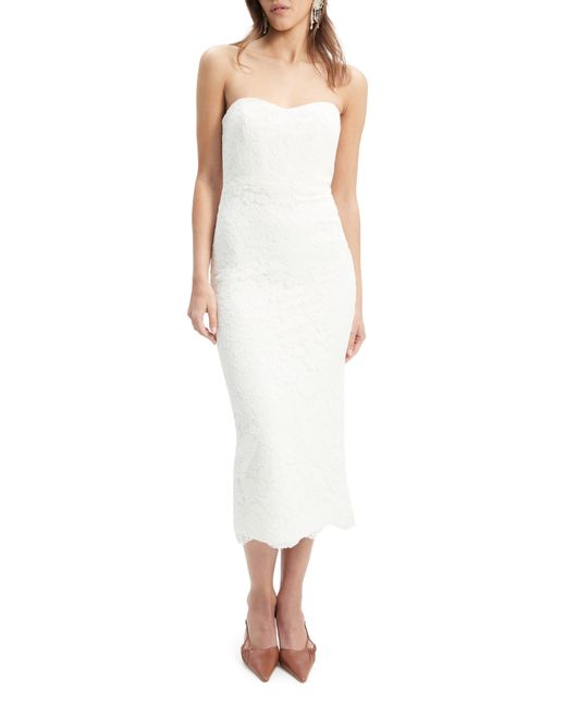 Bardot White Kayleigh Strapless Lace Midi Dress
